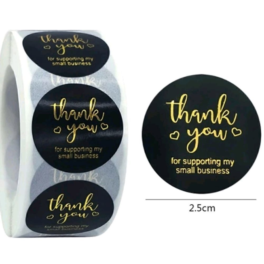 Black & Gold Thank You for Supporting my Small Business Stickers